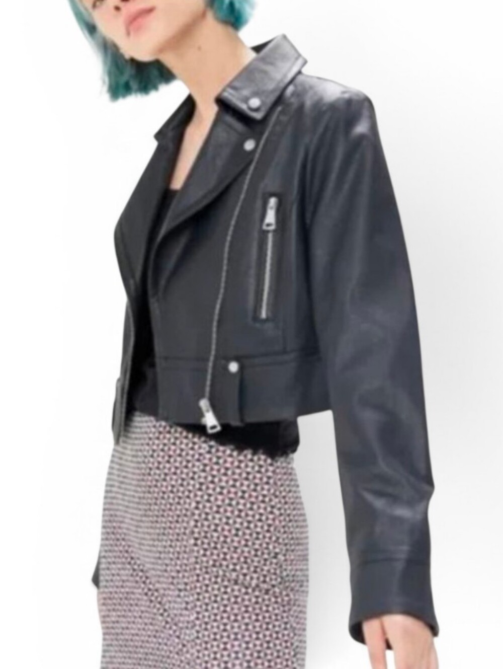 URBAN OUTFITTERS Vintage Faux Leather Cropped Moto Jacket - Small